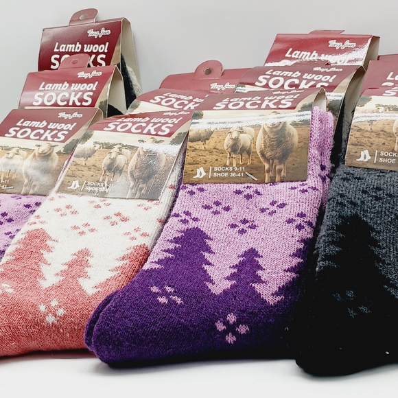 ⚫️ 12 Lamb Wool Crew Socks/Thermal Warm Winter Boot Socks Size 9-11 Women - Picture 2 of 11
